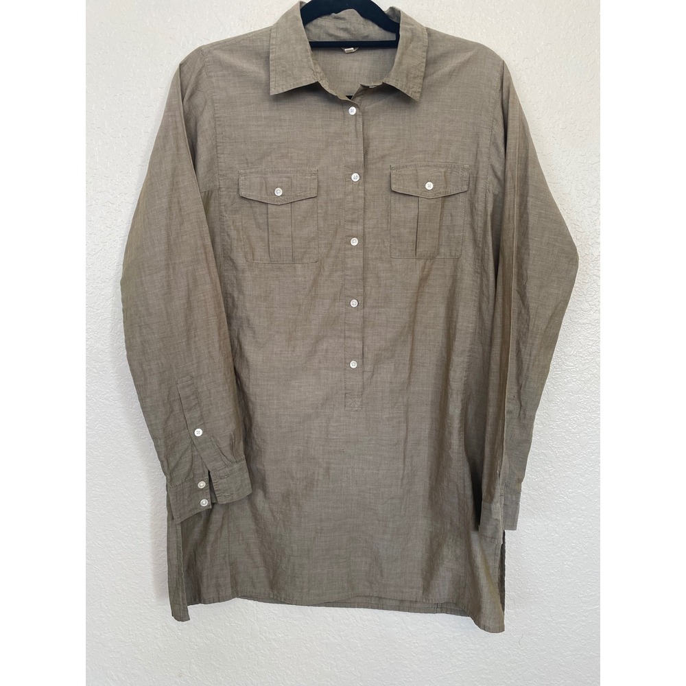 J. Crew Army Green Tunic Womens Size S Long Sleeve Pockets Lightweight Workwear‎